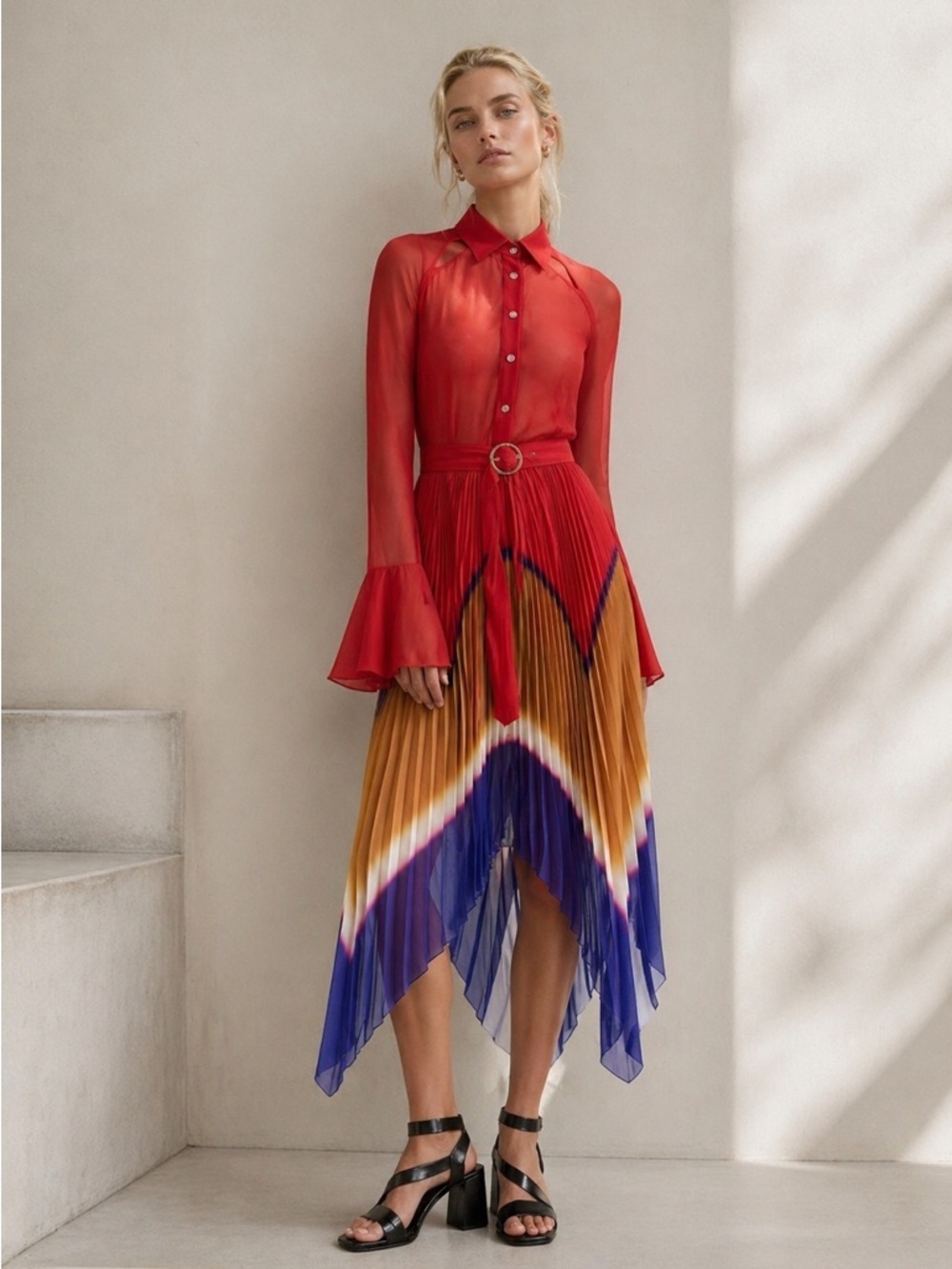 THEBE MAGUGU Gradient Pleated Chiffon Dress